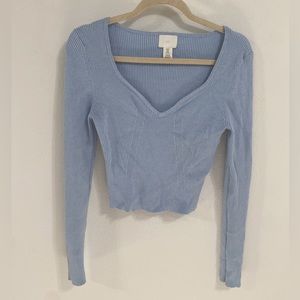 H&M Blue Ribbed Sweater Top